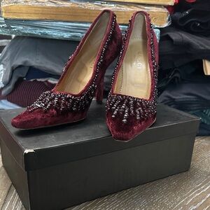 Vintage Gucci Velvet Beaded Heels